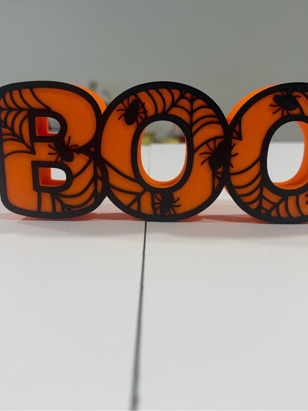 Festive BOO Table Sign - Orange and Black Halloween Decor